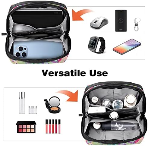 Taşıma çantası Seyahat kılıf çanta USB kablo düzenleyici Cep Aksesuar Fermuar Cüzdan, Psyche Mantar Pembe Yeşil Batik
