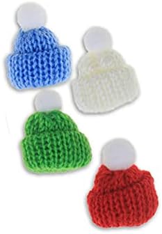Noel Mini örgü şapkalar Sanat ve Zanaat Şekiller-Tatil kışlık şapkalar DIY Proje Kaynağı veya Parti Dekorasyon-4 Parça