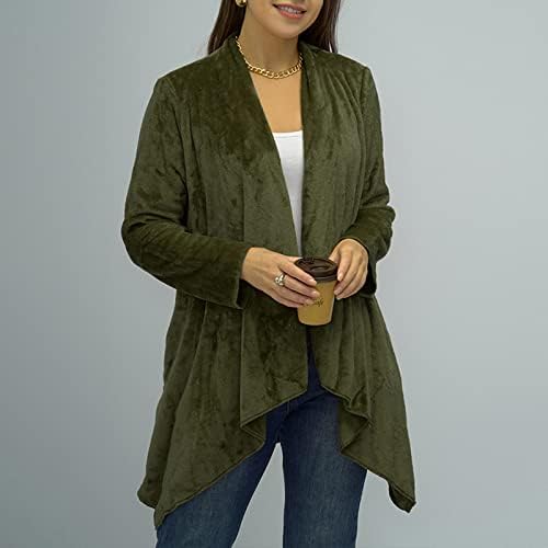 Kadın Hırka Ceket Moda Leopar Baskı Düzensiz Hem Peluş Şal Ceket Uzun Kollu Gevşek Casual Bluz Tops