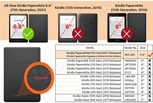 6.8 İnç Standı Kılıf için 2021 11th Gen Kindle Paperwhite / Premium Koruyucu kol örtüsü ile Otomatik Uyandırma ve