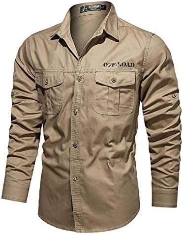 Taktik Gömlek Erkekler için Uzun Kollu Askeri Düğme Yapış İş cepli gömlek Büyük ve Uzun Boylu Slim Fit Batı Üstleri