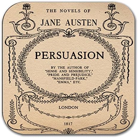 Jane Austen'in En Popüler Romanlarına Sahip 4 Bardak Altlığı. Gurur ve Önyargı, Emma, Duyu ve Duyarlılık ve ikna.