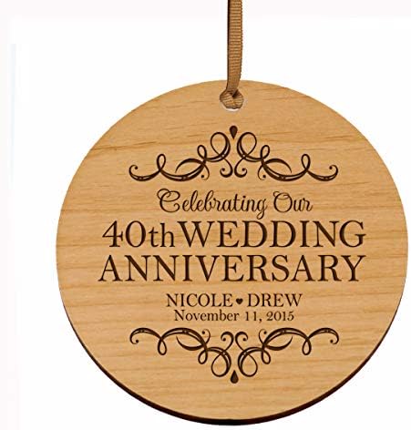 LifeSong Kilometre Taşları Kişiselleştirilmiş 40th Yıldönümü Ahşap Tarzı Noel Süs için 40 Yıl Evlilik-Kırk Yıl Düğün