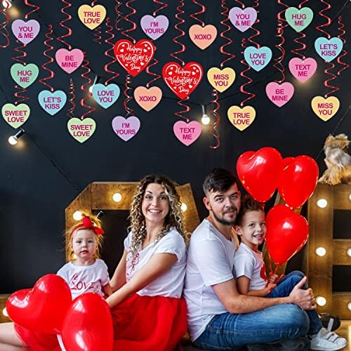 Sevgililer Günü Asılı Dekorasyon-36 ADET sevgililer Günü Şeker Kalpleri Girdap Tavan Asılı Dekorasyon-Sevgililer Partisi