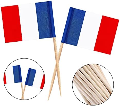 Fransa Kürdan Bayrağı, Fransız Cupcake Bayrağı, 100 Adet Kokteyl Çubukları, Mini Çubuk Cupcake Toppers, Gıda Kürdan