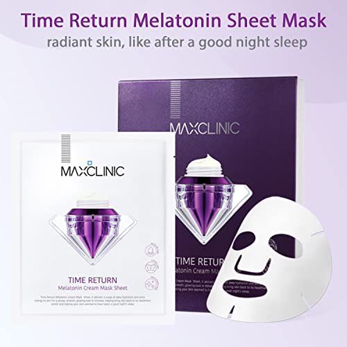 MAXCLİNİC Zaman Dönüş Melatonin Krem Levha Yüz Tedavi Maskeleri 4 Paketi Hyaluronik Asit Karmaşık Beslenme Kırışıklık