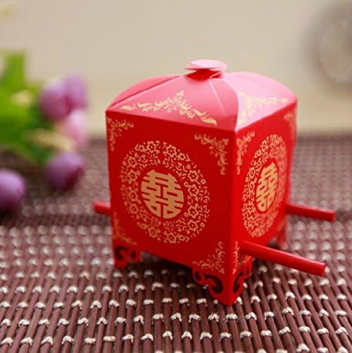 50PS Çin geleneksel kırmızı gelin sedan sandalye tarzı düğün gelin duş iyilik şeker hediye kutuları Saitec ® paketi