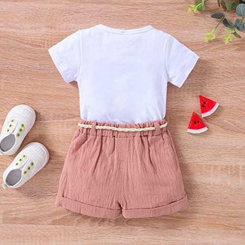 Aımaopao Toddler Bebek Kız yaz giysileri Karpuz Baskı T-shirt Keten Kısa Setleri Kemer Kıyafetler 1-5 Yaşında