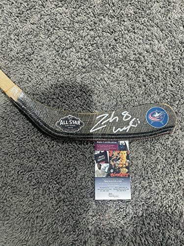 ZACH WERENSKİ Columbus Blue Ceketler Otomatik İMZALI hokey sopası Bıçağı w / JSA COA İmzalı NHL Çubukları