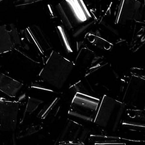 Miyuki tarafından Siyah Opak Tila Boncuk 7.2 Gram Tüp, 5x5mm 1.9 mm kalınlığında 2 Delikli Düz Kare Tohum Boncuktur