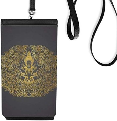 Tay Simetrik Altın Folyo İllüstrasyon Telefon Cüzdan çanta Asılı Cep Kılıfı Siyah Cep
