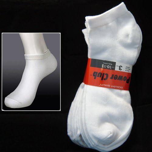 3 Pairs Ayak Bileği Çorap Mens Womens Düşük Kesim Ekip Spor Spandex Boyutu 10-13 Beyaz