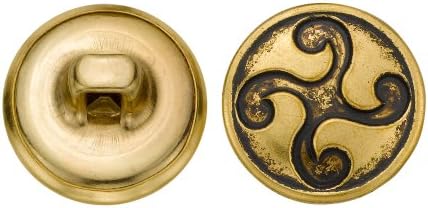 C & C Metal Ürünleri 5335 Tasarım Metal Düğme, 24 Beden Ligne, Antik Altın, 72'li Paket