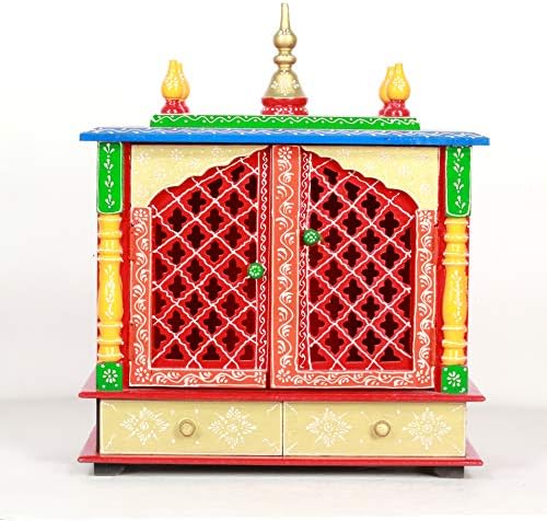 Ev ve Çarşı Rajasthani Etnik El İşi Ahşap Tapınak / Mandir / Pooja Ghar / Mandapam