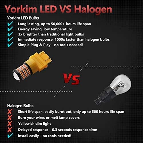 Yorkim 3157 LED Ampul Amber Ultra Parlak, 3157 LED Fren Lambaları, 3157 LED Yedekleme Ters Işıklar, Projektörlü 3156