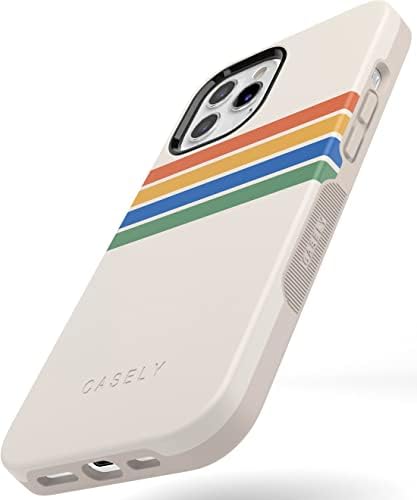 Casely iPhone 12/12 Pro Telefon Kılıfı / Gökkuşağı Çizgili Renk Blok Durumda Telefonunuz için 360 Derece Kapsama /