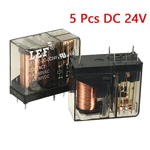 Aexıt 5 Adet DC Kontrol elektrik 24V Bobin DPDT 2NO+2NC 8Pin Güç Elektromanyetik Röle DIN Ray / PCB Monte 250V / 30V