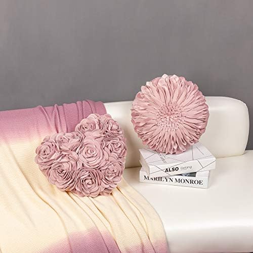 JWH El Yapımı 3D Çiçek Atmak Yastık Kapakları Dekoratif Estetik Accent Yastık Kılıfları Kalp Yastık Yumuşak Romantik
