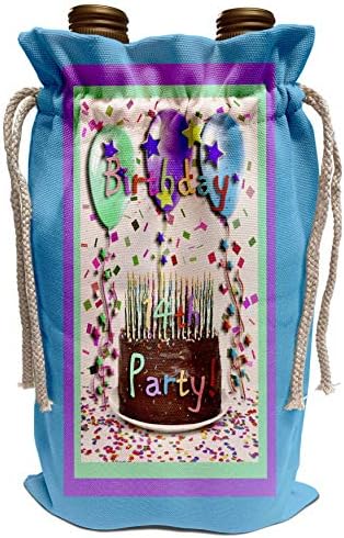 3dRose Beverly Turner Doğum Günü Davetiyesi Tasarımı-14. Doğum Günü Partisi Davetiyesi Çikolatalı Kek - Şarap Poşeti