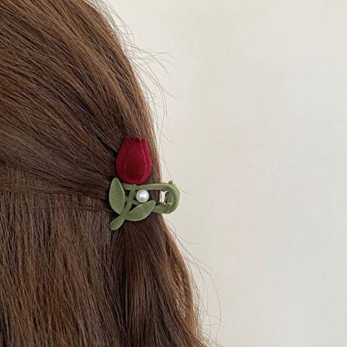 BYBYCD Akın Lale saç tokası Kırmızı Kadife Küçük Saç Tokası Saç Pençe Kapmak Klip Ördek Gagası Klip Kadın saç aksesuarları(B-Ördek