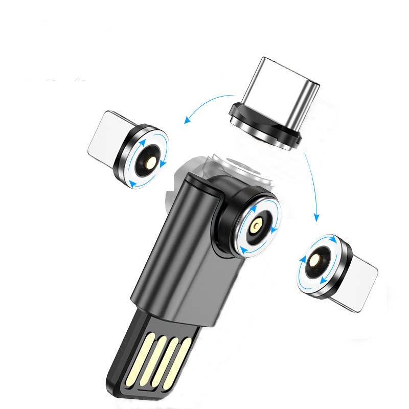 USB A Erkek Tip-C Erkek / Aydınlatma Adaptörü.Kısa 540 Derece Dönen Manyetik Şarj Kablosu (2 Paket/4 uç) veya Tip