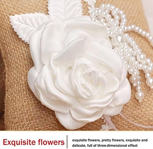 JKUYWX Düğün Töreni Yüzük Yastık Çiçek Sepeti Keten Vintage İnci Çiçek Sepeti Depolama Kız Düğün Parti Kaynağı