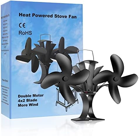 JİGUOOR odun sobası fanı, 8 bıçaklı şömine fanı, tasarlanmış sessiz çalışma ile ısı ile çalışan soba fanı, sirkülasyonlu