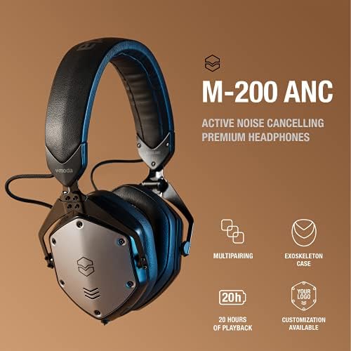 V-MODA M-200 ANC Gürültü Önleyici kablosuz Bluetooth Aşırı Kulak mikrofonlu kulaklıklar Telefon Görüşmesi için, Mat