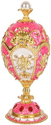 QIFU El Boyalı Emaye Faberge Yumurta Dekoratif Menteşeli Takı Biblo Kutusu Benzersiz Hediye Ev Dekor için