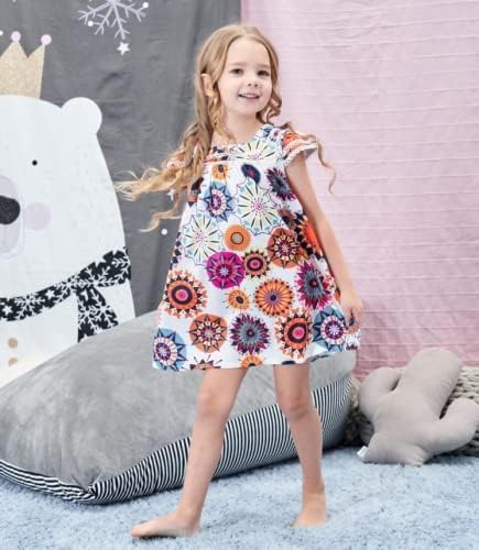 Toddler Kız Elbise Bohemia Düğme Dantel Kolsuz Ayçiçeği Çiçek Prenses Toddler Kız Giysileri