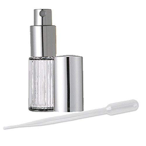 Grand Parfums Cam İnce Sis Parfüm Atomizer, Nervürlü Cam Şişe, Gümüş Püskürtücü 1/4 Oz 7.5 ml (1 Şişe)