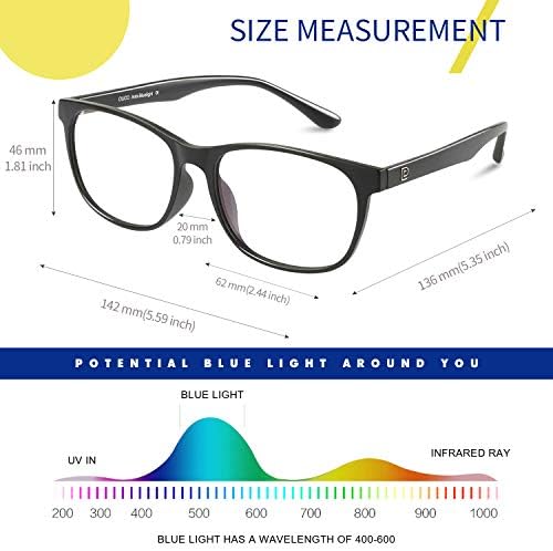 Duco mavi ışık engelleme gözlük hafif gözlük çerçeve filtre mavi ışın bilgisayar oyun gözlükleri DC2144 (siyah)